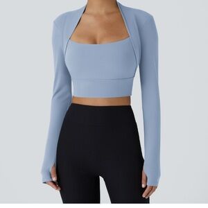 HALARA (gym /yoga wear) Women's Blue Long Sleeve Crop Top